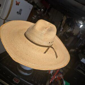 Vintage Straw Cowboy Hat By Hat MHand Inc. Fort Worth TX Leather Band Western St